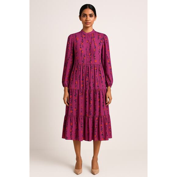 La Double J Floral Print Long Sleeve Midi Dress Size Small - Picture 1 of 3